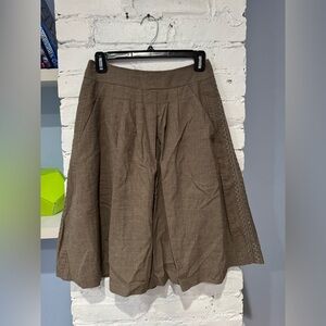 Elie Tahari Wool Brown Pleated Skirt with‎ Embroidery